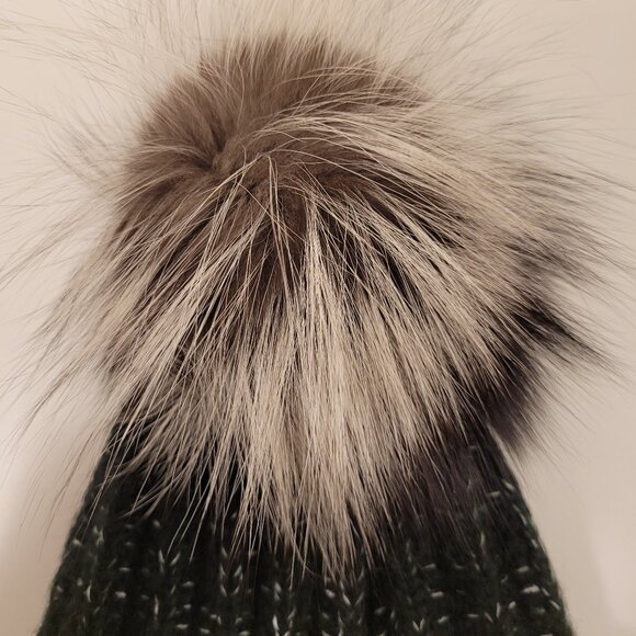 Kyi Kyi Fold Up Fur Beanie Hat - Black/Silver Fox - Picture 3 of 7